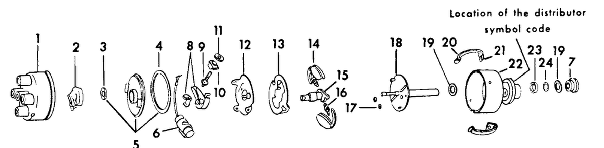 Distributor (Ih) Diagram and Parts List for CUB185  Cub Cadet Lawn Tractor